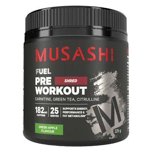 Musashi Pre Workout Shred Green Apple 225g
