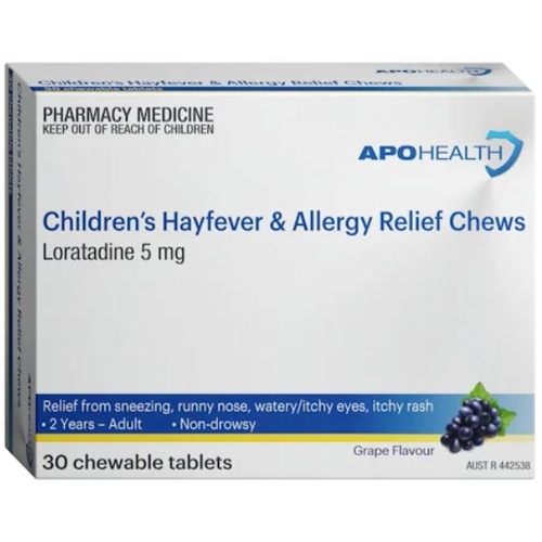 APH Children's HayFever & Allergy Relief 30 Chewable Tablets (S2)