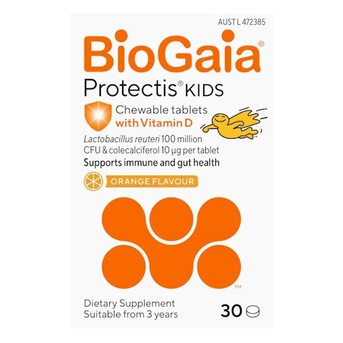 BioGaia Protectis with Vitamin D Kids Orange Flavour 30 Chewable Tablets