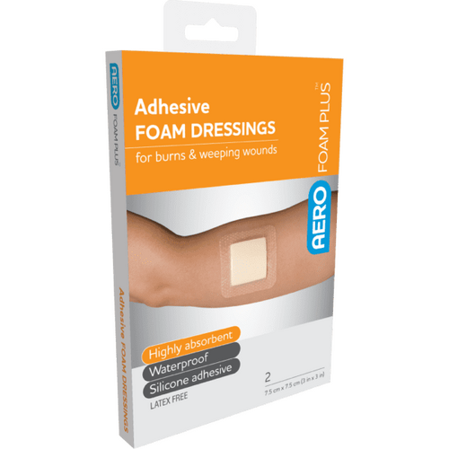 AeroFoam Plus Adhesive Foam Dressings 7.5 x 7.5cm 2 Pack