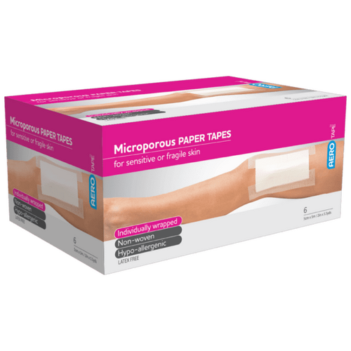 ​​​​​​​AeroTape White Microporous Paper Tape 5cm x 5m 6 Pack