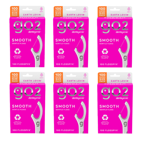 GO2 Dentagenie Smooth Flosspyx Minty 100 Pk [Bulk Buy 6 Units] 