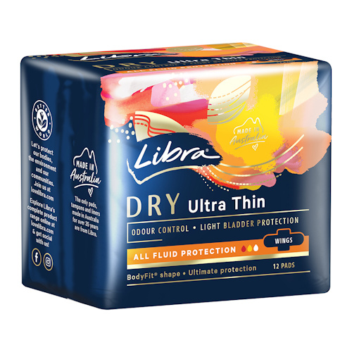 Libra Pad Ultra Thin Dry Wing 12 Pack x6