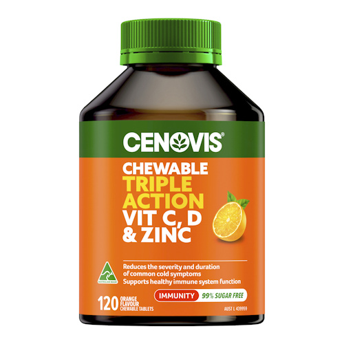 Cenovis Triple Action Vitamin C, D3, & Zinc 120 Chewable Tablets
