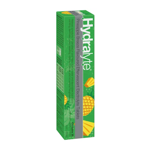 Hydralyte Pineapple Breeze Effervescent Electrolyte 20 Tablets