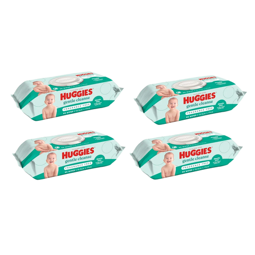 Huggies Thick Fragrance Free Baby Wipes 80 Pack [Bulk Buy 4 Units]