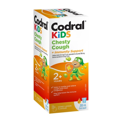 Codral Kids Chesty Cough + Immunity Support Honey Lemon Flavour 200ml