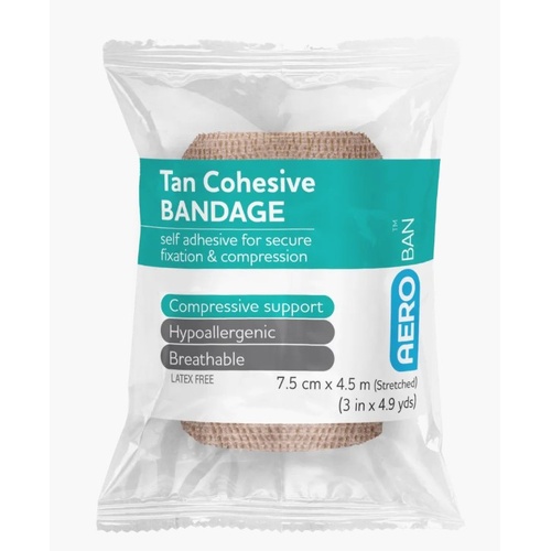 Aeroban Tan Cohesive Bandage 7.5cm x 4.5m