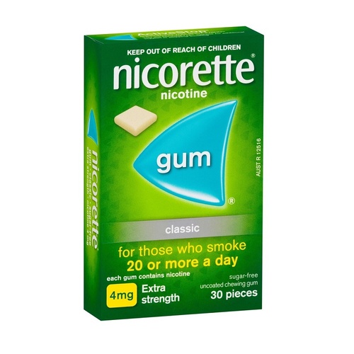 Nicorette Extra Strength 4mg Chewing Gum Classic 30