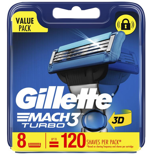 Gillette Mach 3 Turbo 3D Cartridges 8 Pack