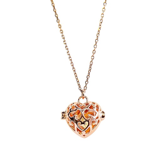 Amrita Court Aroma Necklace Rose Gold Love Heart + Purify Essential Oil 10ml Pk