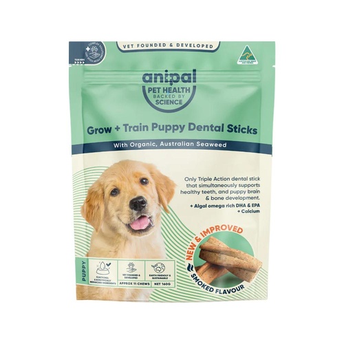 Anipal Grow + Train Puppy Dental Sticks - Smoked Flavour 160g