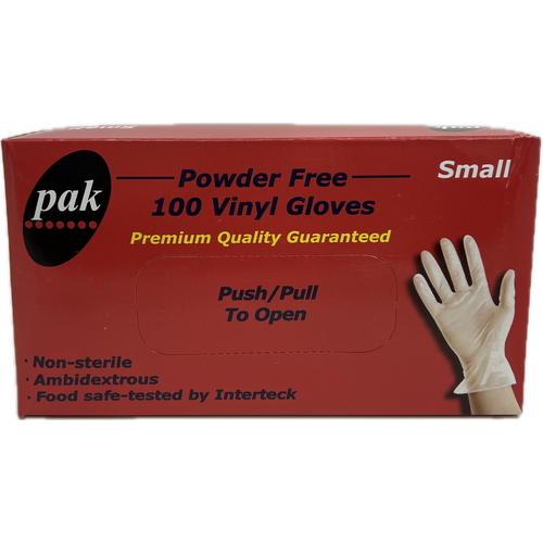 Pak Vinyl Powder Free Gloves Small 100 Pack